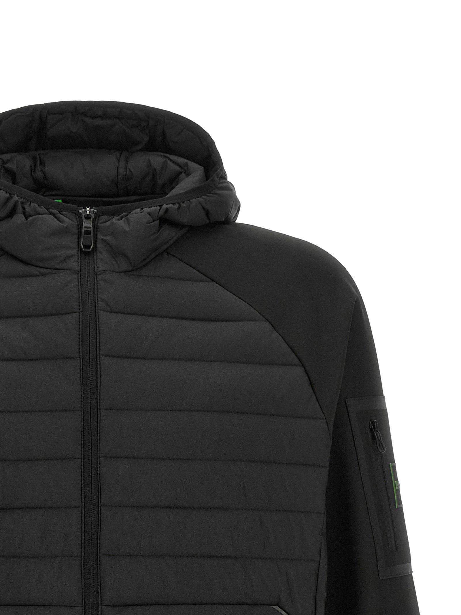 Sweatshirt Hoodie by Hugo Boss for men in elastane black features a authentic silhouette, showcasing a sophisticated hooded neckline and authentic detail for a refined finish.