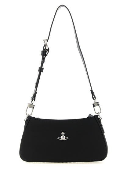 Shoulder Bag by Vivienne Westwood for women in poly viscose black, red & silver features a effortless sophistication silhouette, secured by a zipper & buckle with ample and versatile shoulder-strap & adjustable-strap for a effortless sophistication finish.