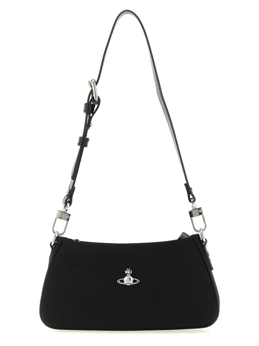 Shoulder Bag by Vivienne Westwood for women in poly viscose black, red & silver features a effortless sophistication silhouette, secured by a zipper & buckle with ample and versatile shoulder-strap & adjustable-strap for a effortless sophistication finish.