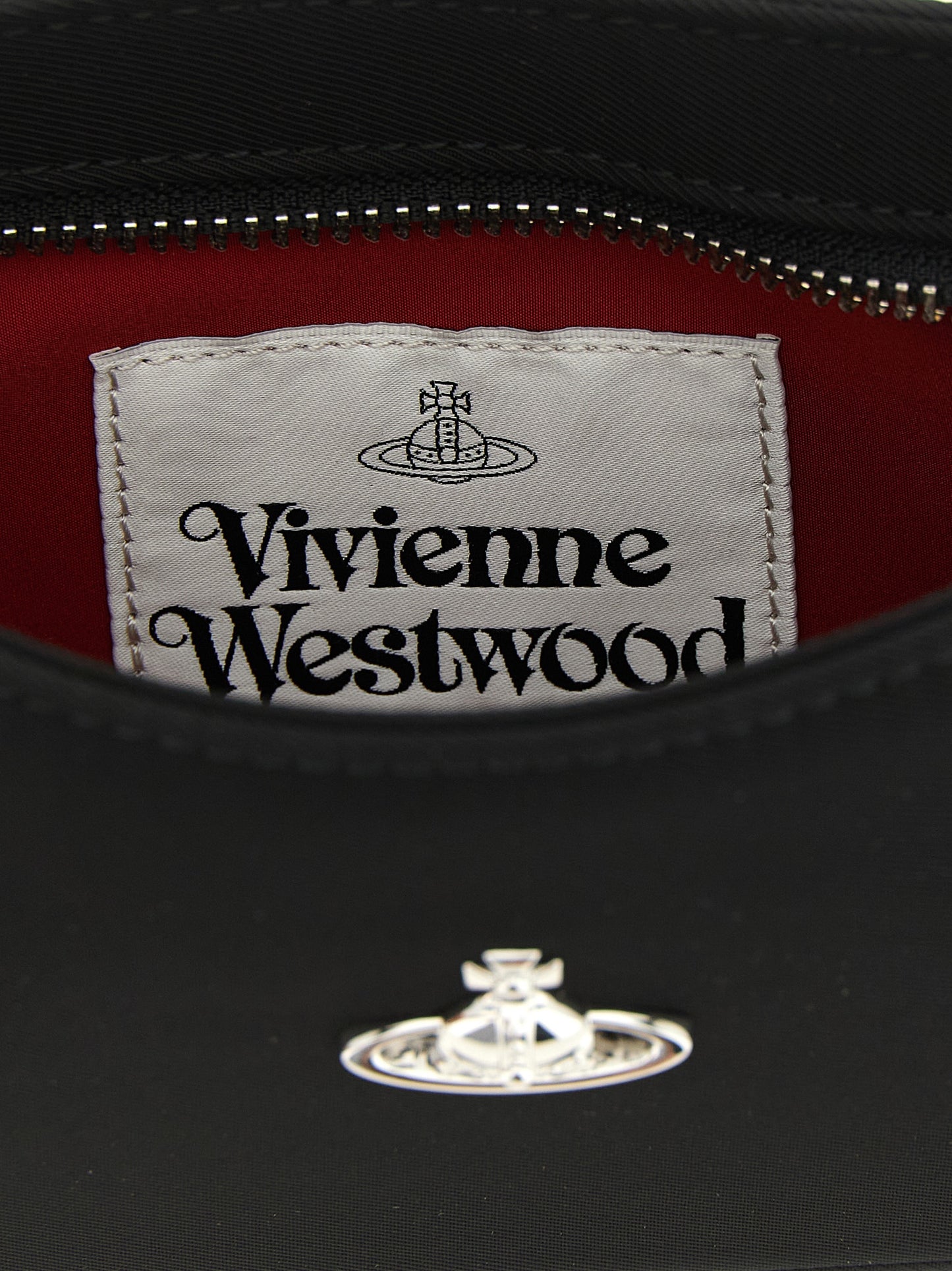 Shoulder Bag by Vivienne Westwood for women in poly viscose black, red & silver features an effortlessly chic silhouette with a secure zipper & buckle, ample , and versatile shoulder-strap & adjustable-strap for effortlessly chic everyday luxury.