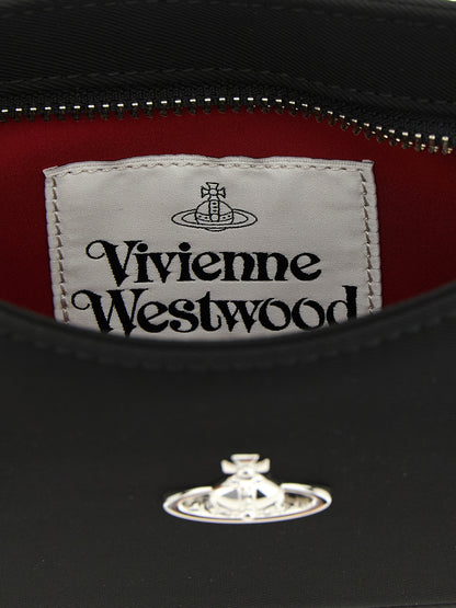 Shoulder Bag by Vivienne Westwood for women in poly viscose black, red & silver features an effortlessly chic silhouette with a secure zipper & buckle, ample , and versatile shoulder-strap & adjustable-strap for effortlessly chic everyday luxury.