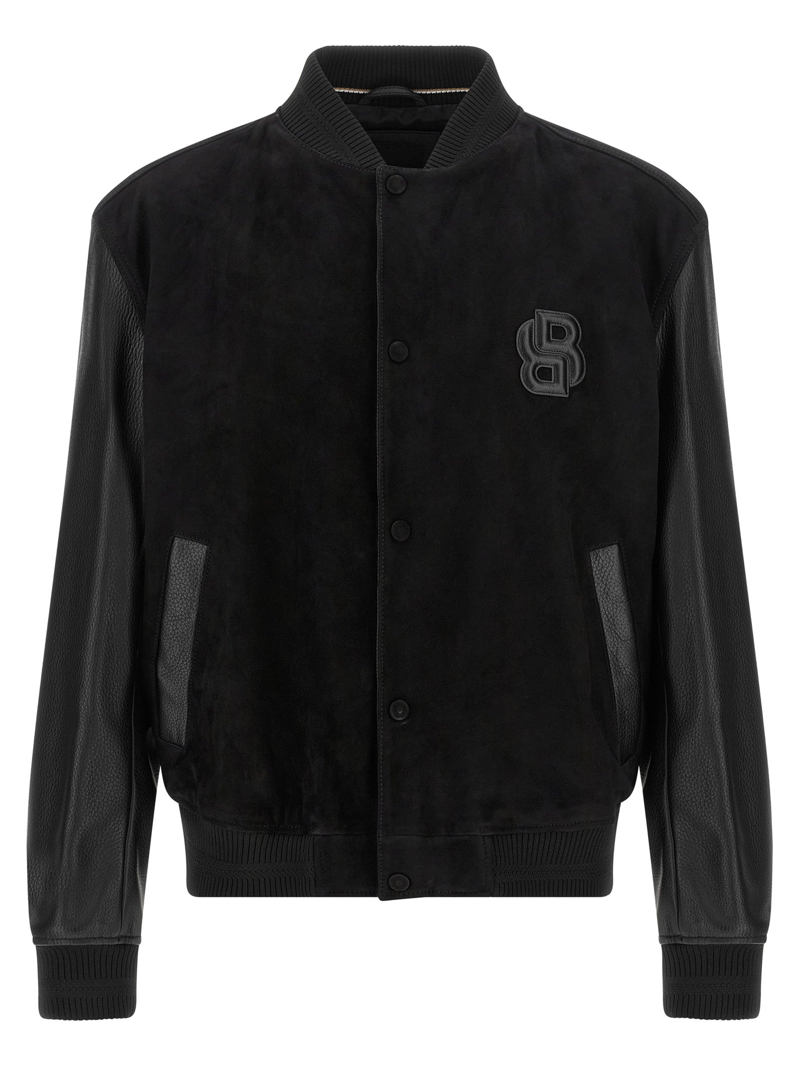 Bomber Jacket by Hugo Boss for men in polyester black, signature & monogram features an on trend silhouette, showcasing refined and a sophisticated for a truly on trend finish.