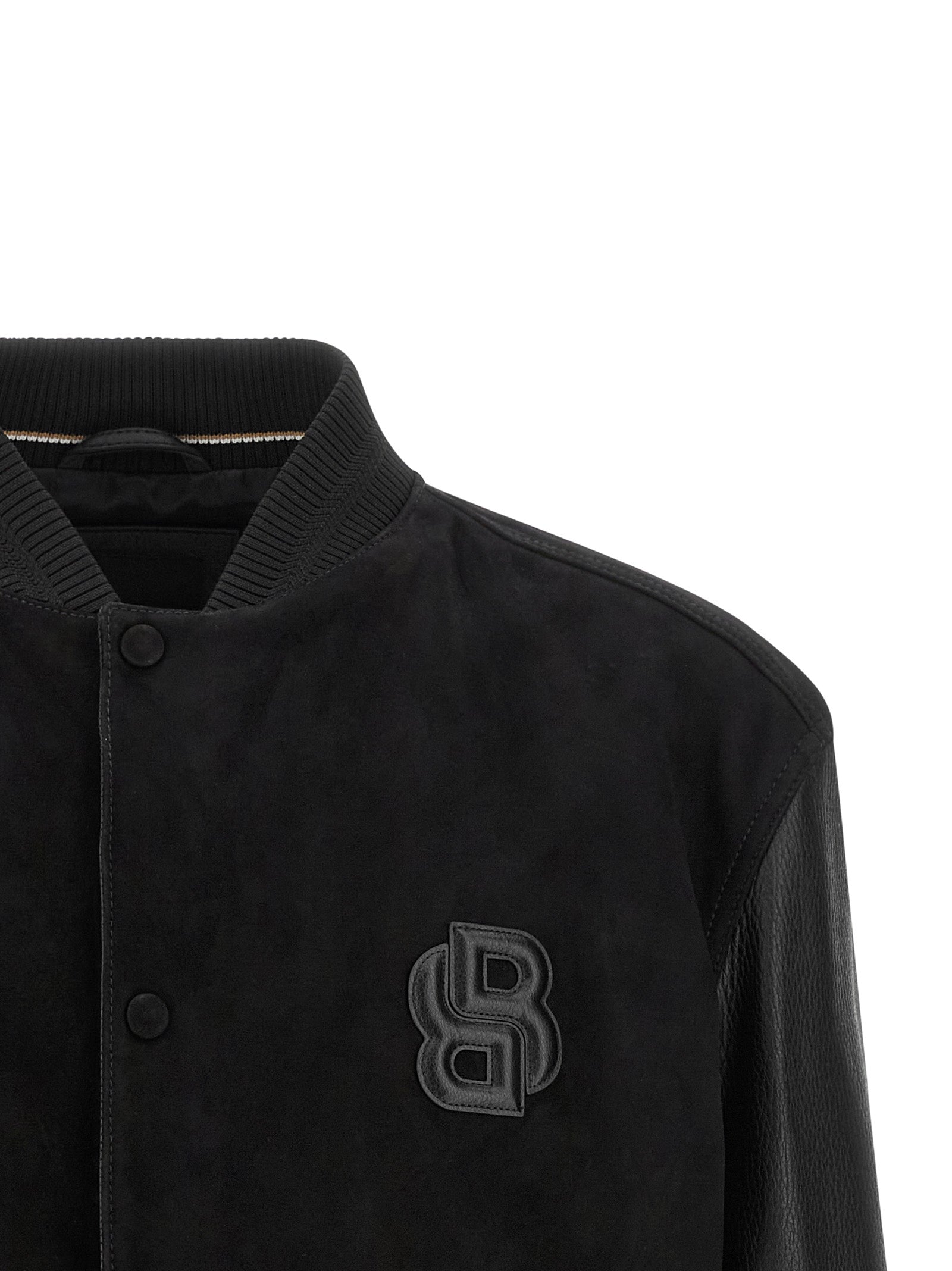 This Bomber Jacket by Hugo Boss for men in polyester black, signature & monogram exhibits a edgy silhouette, meticulously detailed with functional and a edgy for a edgy finish.