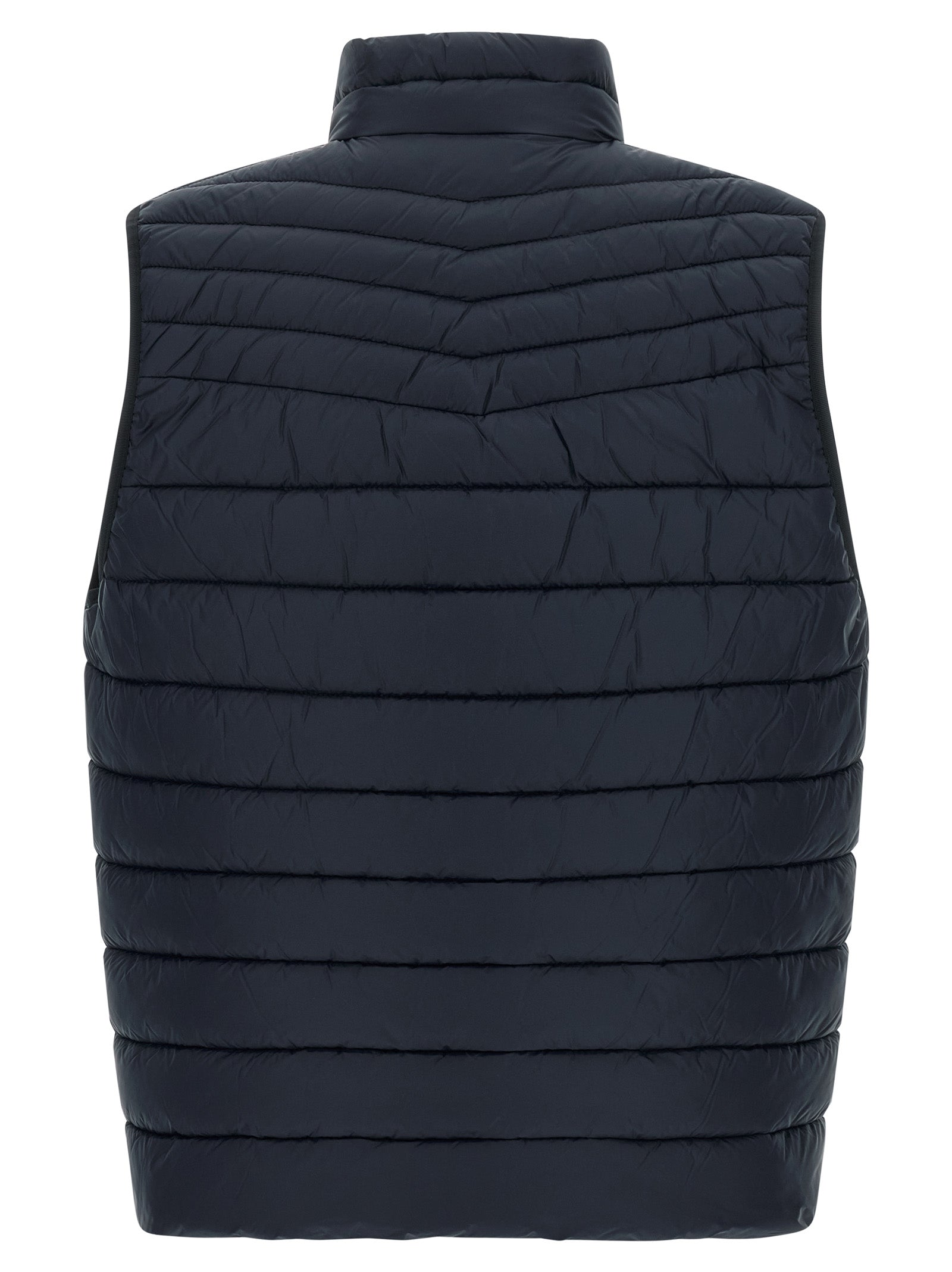 Vest by Hugo Boss for men in polyamide dark-blue features an on trend silhouette, showcasing a sophisticated high-neck neckline and premium pockets for a truly on trend finish.