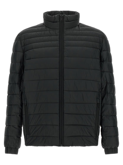 Puffer Jacket by Hugo Boss for men in polyamide black features an on trend silhouette, showcasing refined pockets & insulated and a sophisticated high-neck neckline for a truly on trend finish.