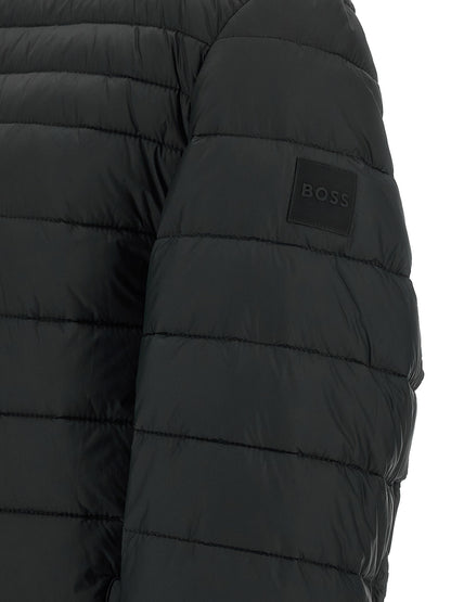Puffer Jacket by Hugo Boss for men in polyamide black features a city-ready silhouette, detailed with pockets & insulated and a city-ready high-neck neckline.