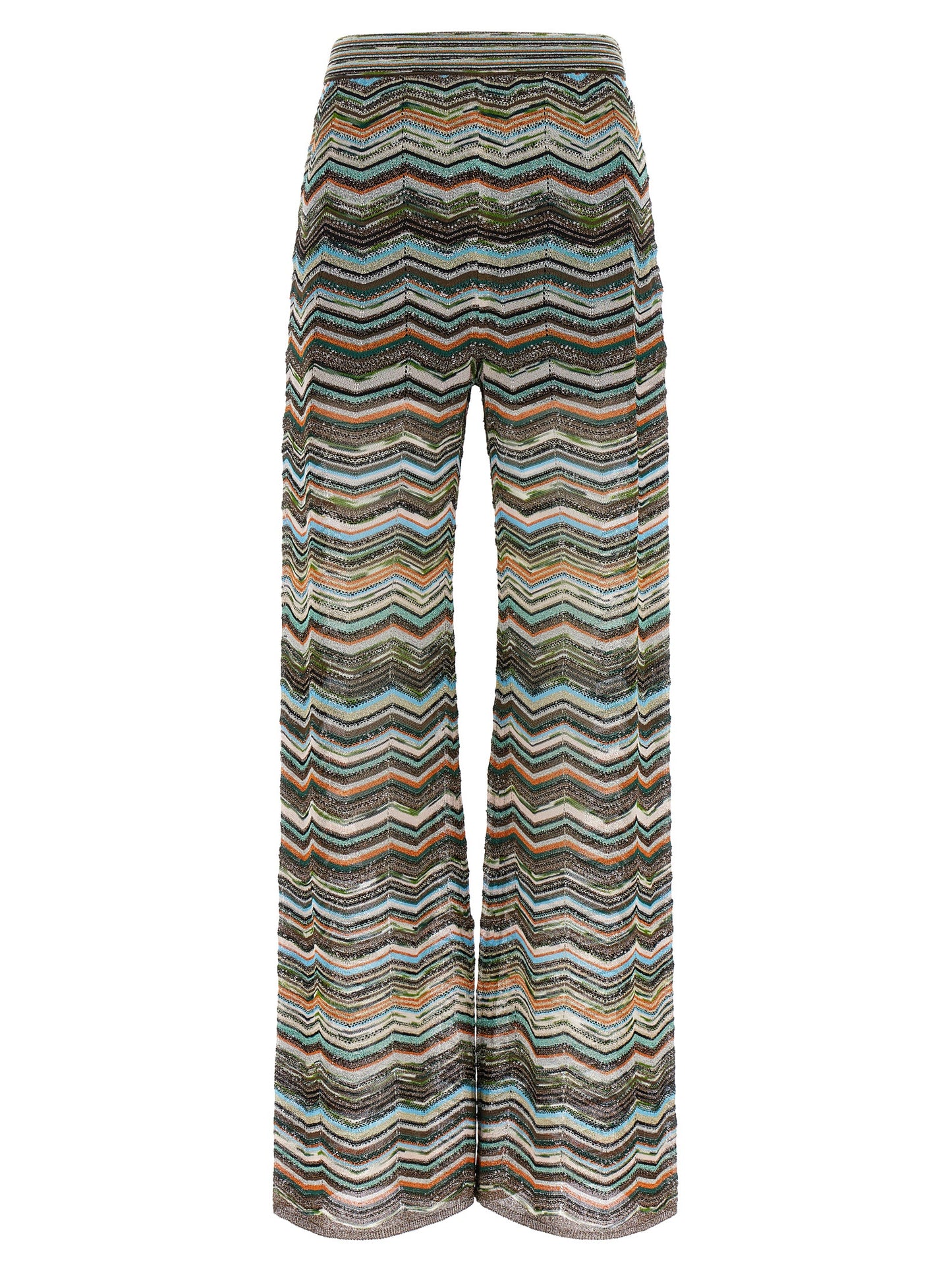 Palazzo Pants by Missoni for women in polyamide viscose & sequins multicolor, natural, patterned & chevron features an sophisticated and flared & wide with a precise long, creating a sophisticated and sophisticated silhouette.