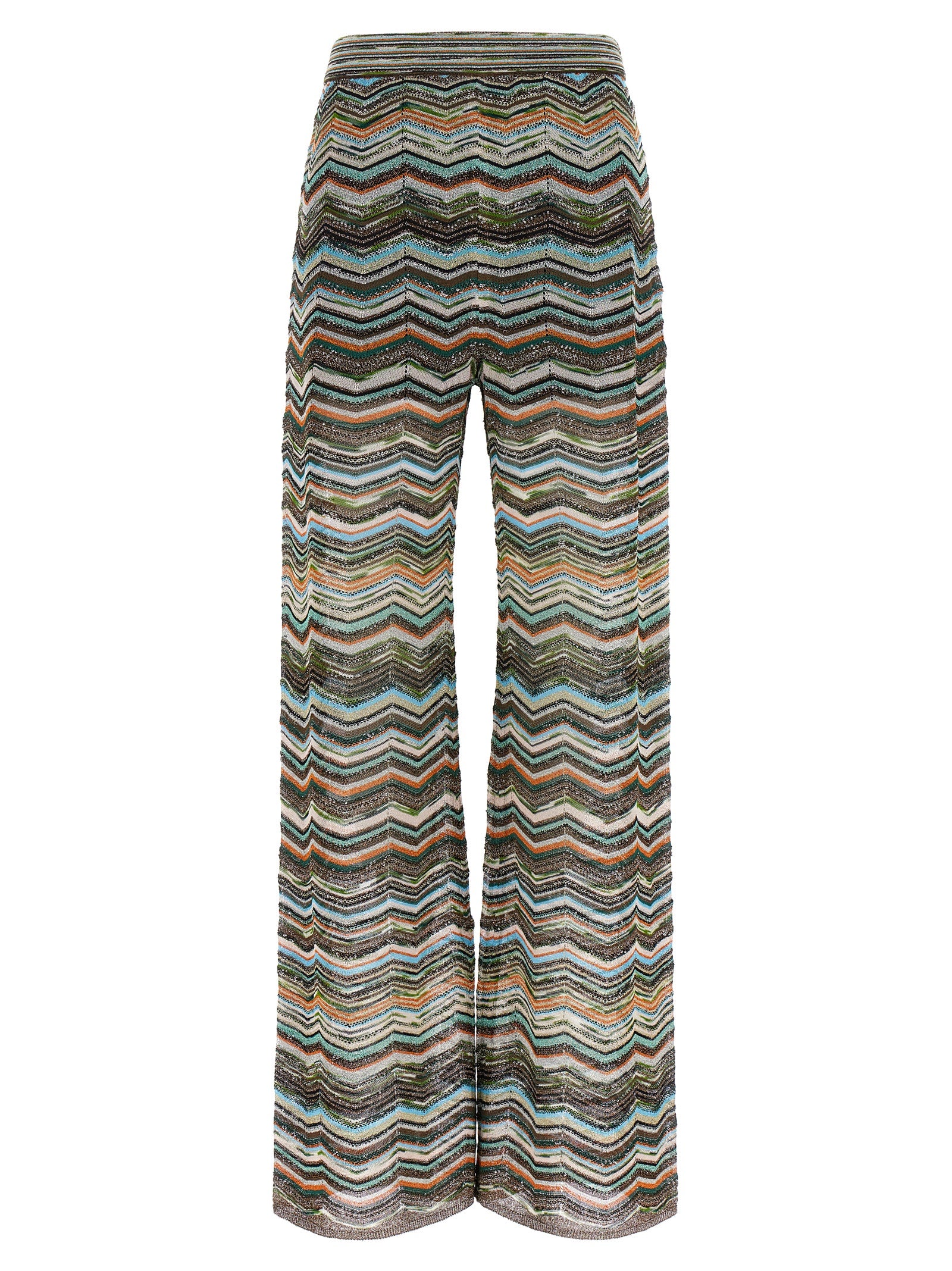 Palazzo Pants by Missoni for women in polyamide viscose & sequins multicolor, natural, patterned & chevron features an sophisticated and flared & wide with a precise long, creating a sophisticated and sophisticated silhouette.
