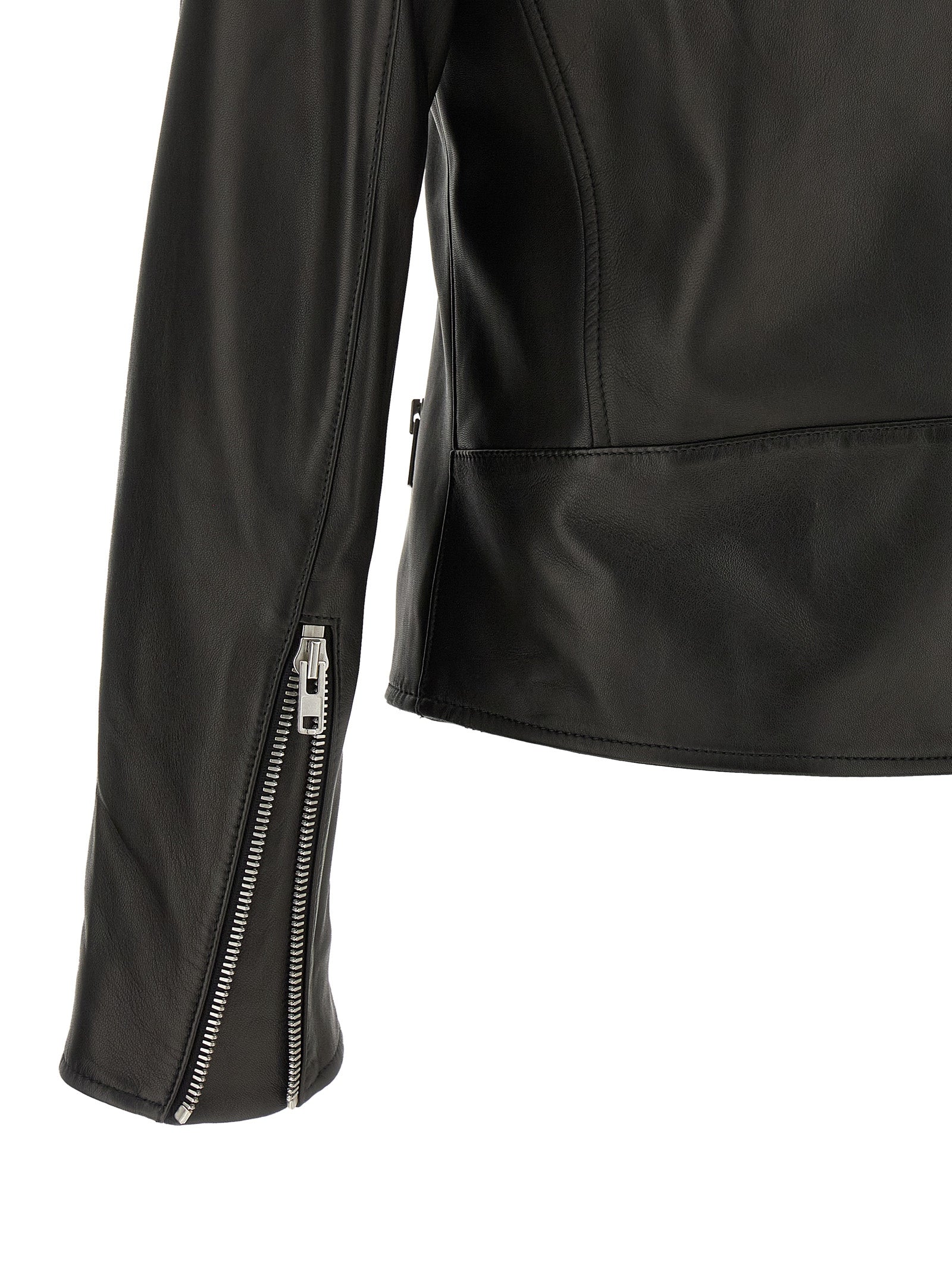 Jacket by Maison Margiela for men in lamb leather black, silver, white, dots & signature showcases a contemporary silhouette, detailed with a contemporary and premium for a sophisticated finish.