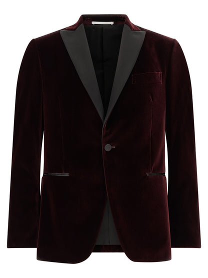 Blazer by Pal Zileri for men in satin cotton velvet black & bordeaux features an stylish silhouette, showcasing a sophisticated and stylish for a truly stylish finish.