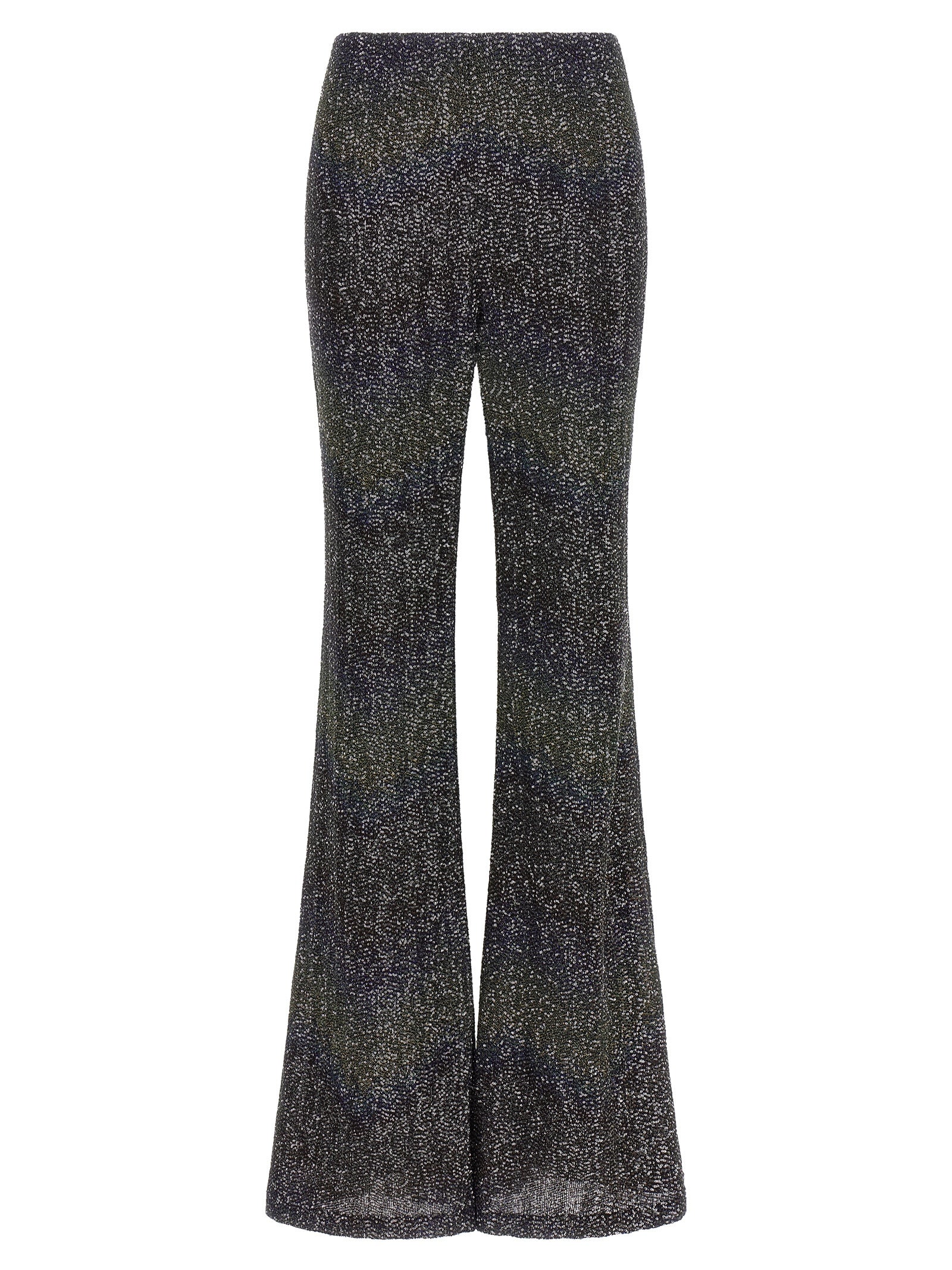 Trousers by Missoni for women in polyamide polyester & sequins multicolor features an sartorial silhouette, showcasing a precise flared and long with a sartorial for a refined look.