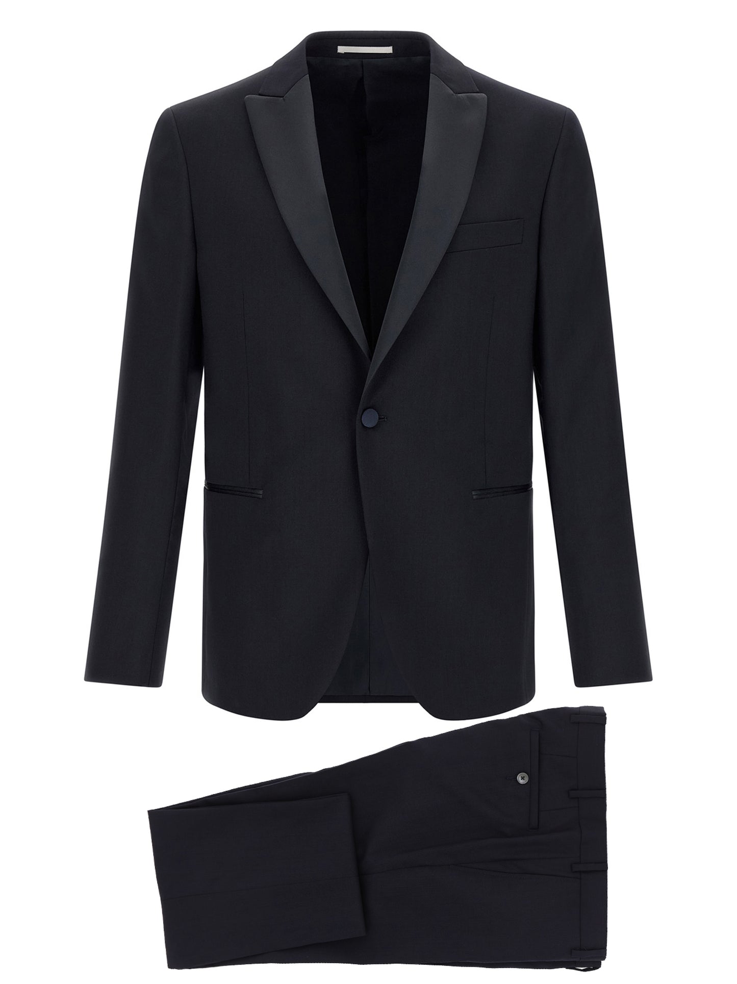 Pant Suit by Pal Zileri for men in satin wool black features a tailored silhouette, showcasing a sophisticated and tailored straight for a refined, professional look.