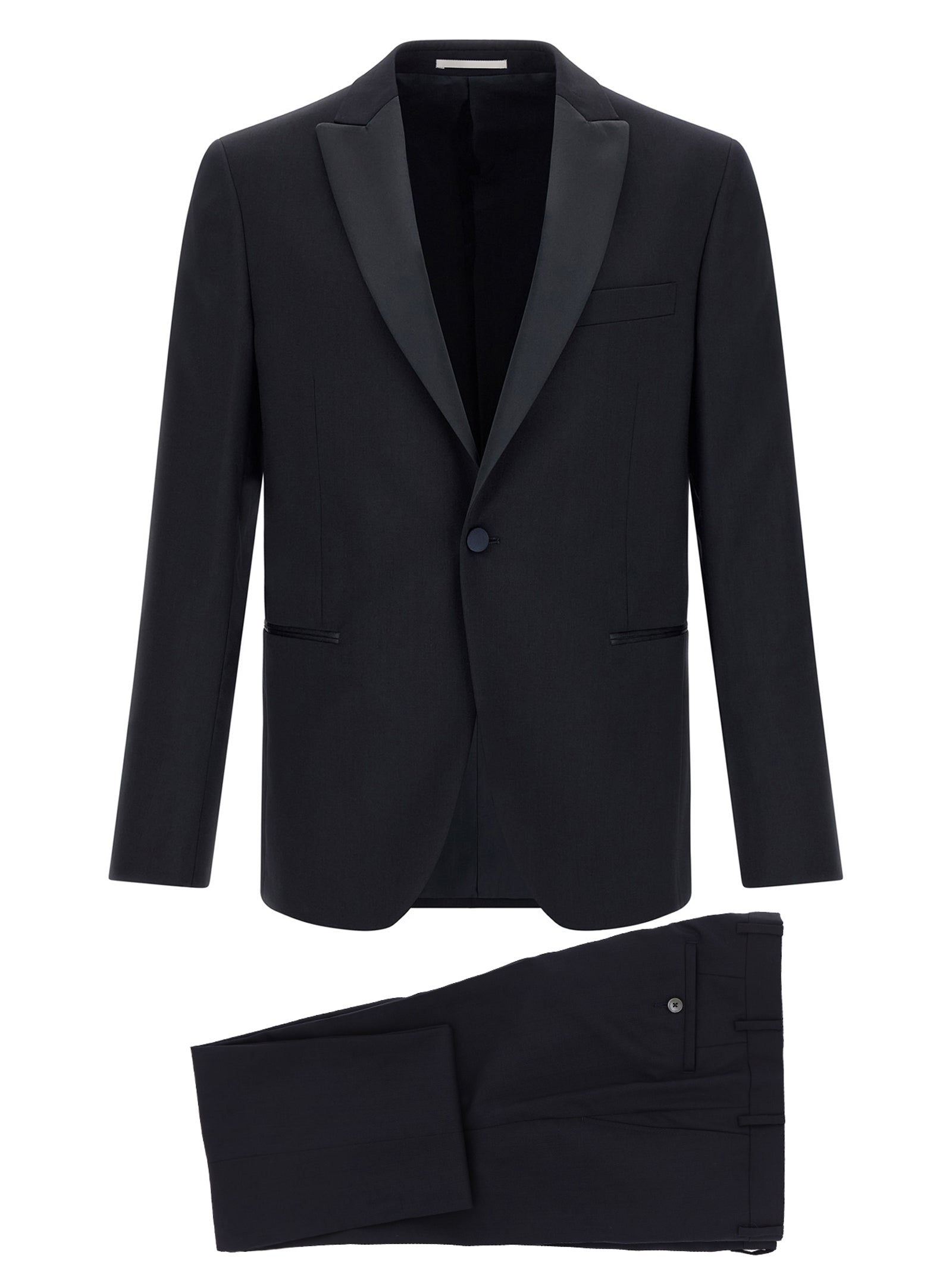 Pant Suit by Pal Zileri for men in satin wool black features a tailored silhouette, showcasing a sophisticated and tailored straight for a refined, professional look.