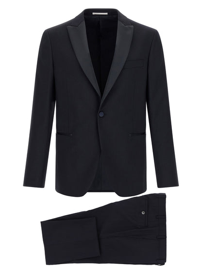 Pant Suit by Pal Zileri for men in satin wool black features a tailored silhouette, showcasing a sophisticated and tailored straight for a refined, professional look.