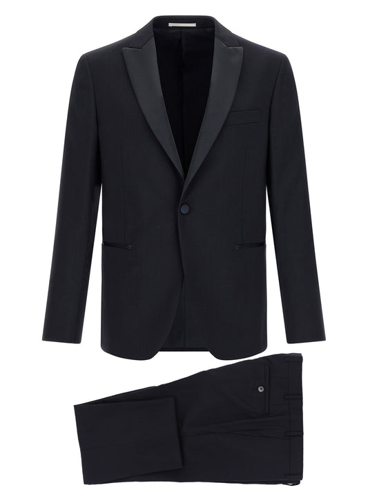 Pant Suit by Pal Zileri for men in satin wool black features a tailored silhouette, showcasing a sophisticated and tailored straight for a refined, professional look.