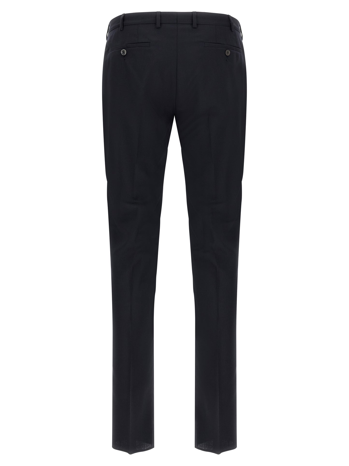 Pant Suit by Pal Zileri for men in satin wool black showcases a sartorial silhouette, artfully detailed with a sophisticated and a sartorial straight for a refined, high-fashion aesthetic.