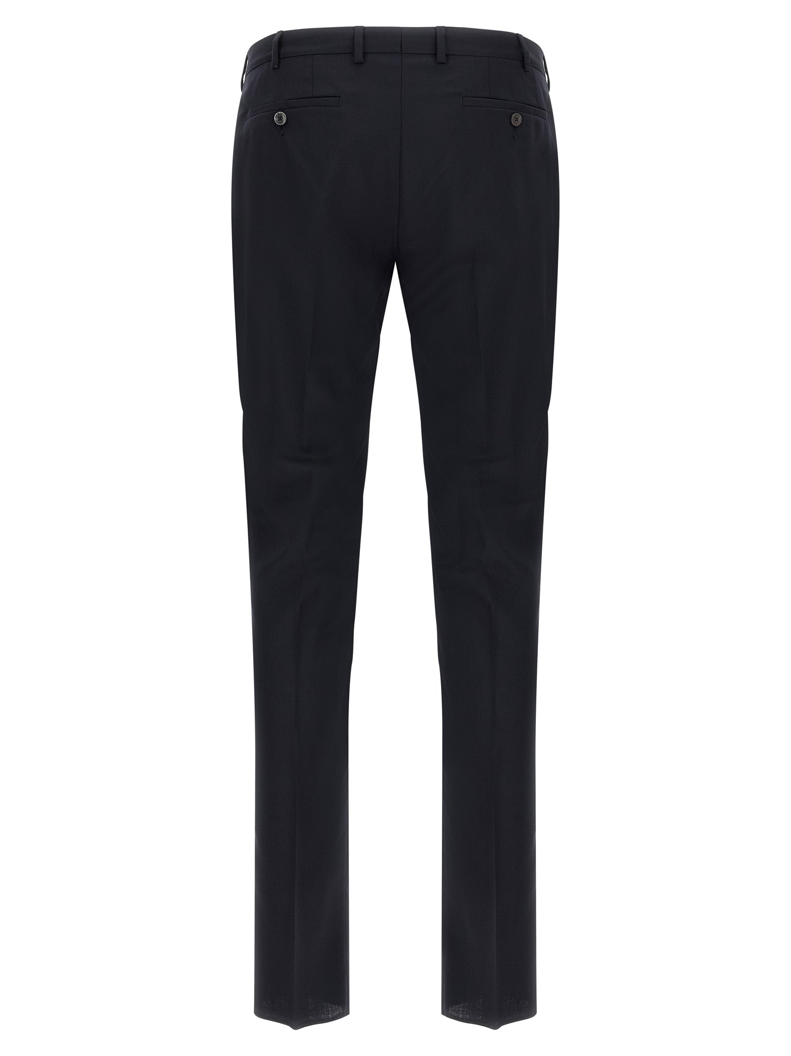 Pant Suit by Pal Zileri for men in satin wool black showcases a sartorial silhouette, artfully detailed with a sophisticated and a sartorial straight for a refined, high-fashion aesthetic.
