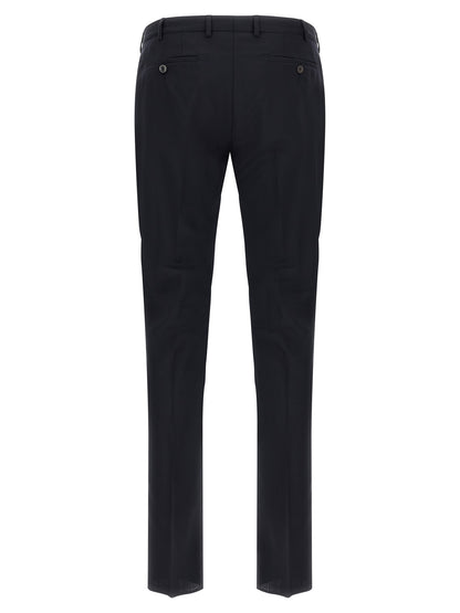 Pant Suit by Pal Zileri for men in satin wool black showcases a sartorial silhouette, artfully detailed with a sophisticated and a sartorial straight for a refined, high-fashion aesthetic.