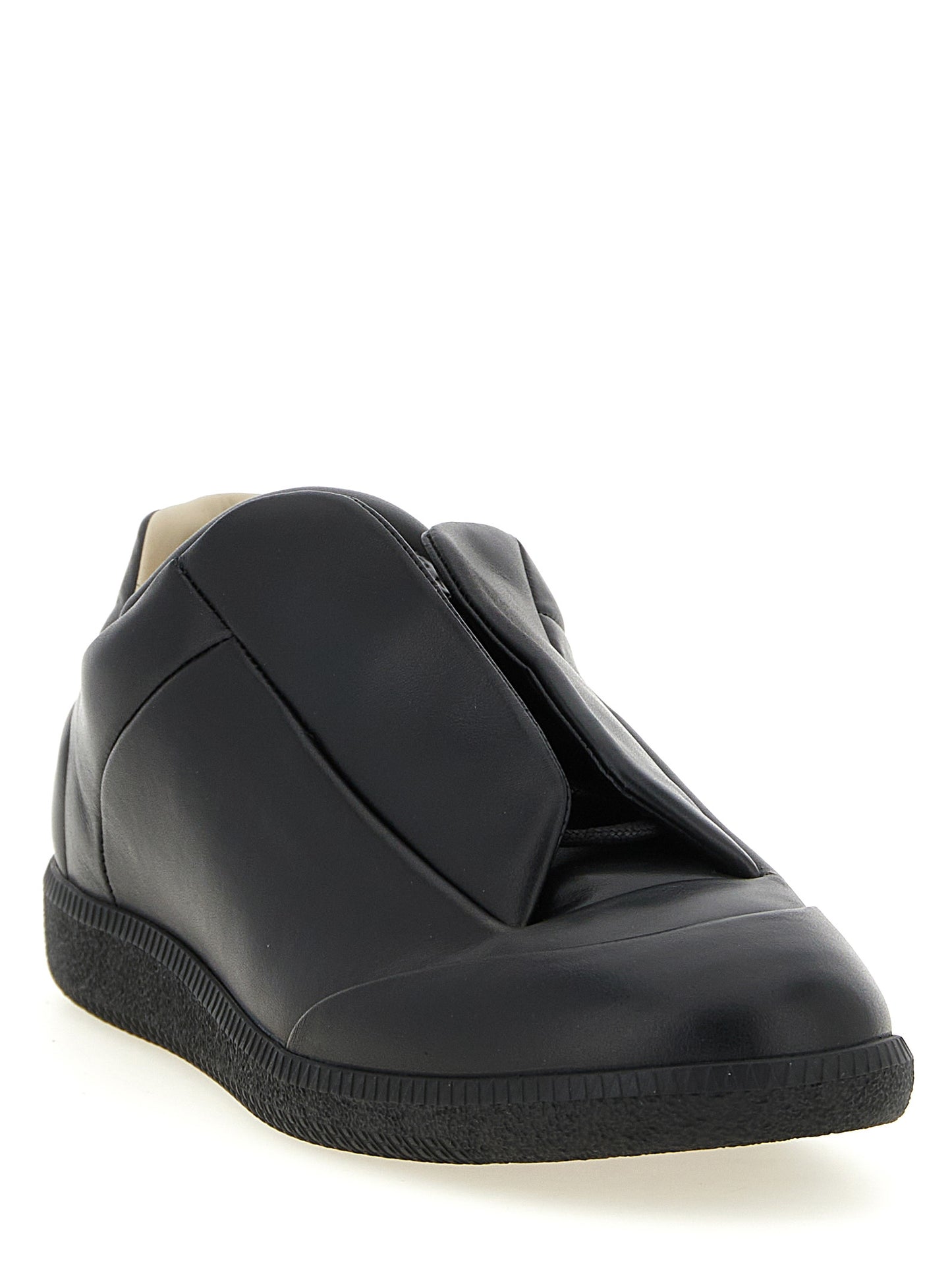 Sneakers by Maison Margiela for men in plush calfskin leather black & signature features an versatile design from the Men's Low Top Plush Calfskin Leather Sneakers collection, highlighting a versatile low-top style for a premium, high-fashion look.