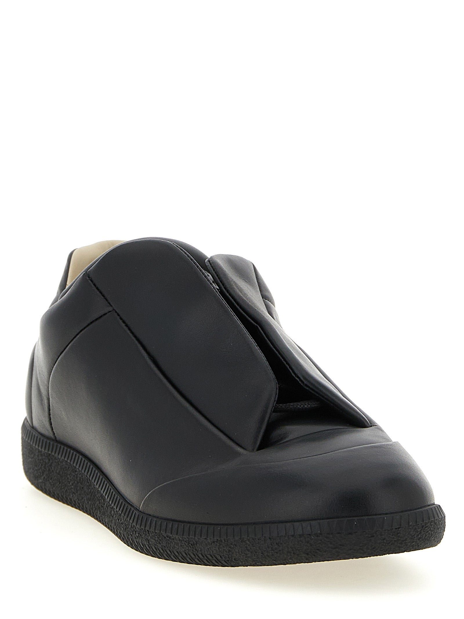Sneakers by Maison Margiela for men in plush calfskin leather black & signature features an versatile design from the Men's Low Top Plush Calfskin Leather Sneakers collection, highlighting a versatile low-top style for a premium, high-fashion look.