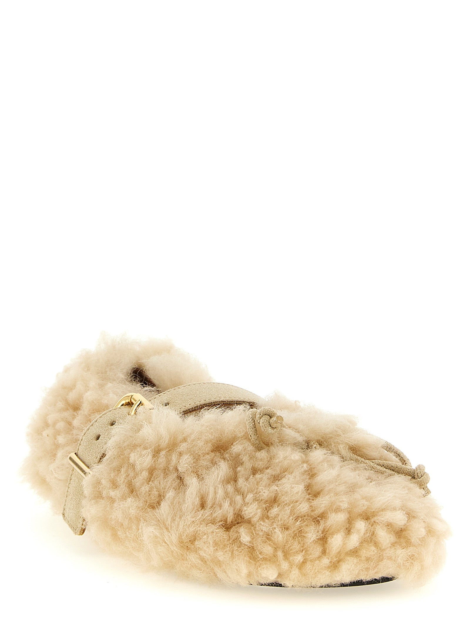 Ballet Flat Shoes by Marni for women in lambskin leather beige & gold features an statuesque silhouette from the Women's Lambskin Leather Ballet Flat Shoes collection, showcasing a and a statuesque for a statuesque look.