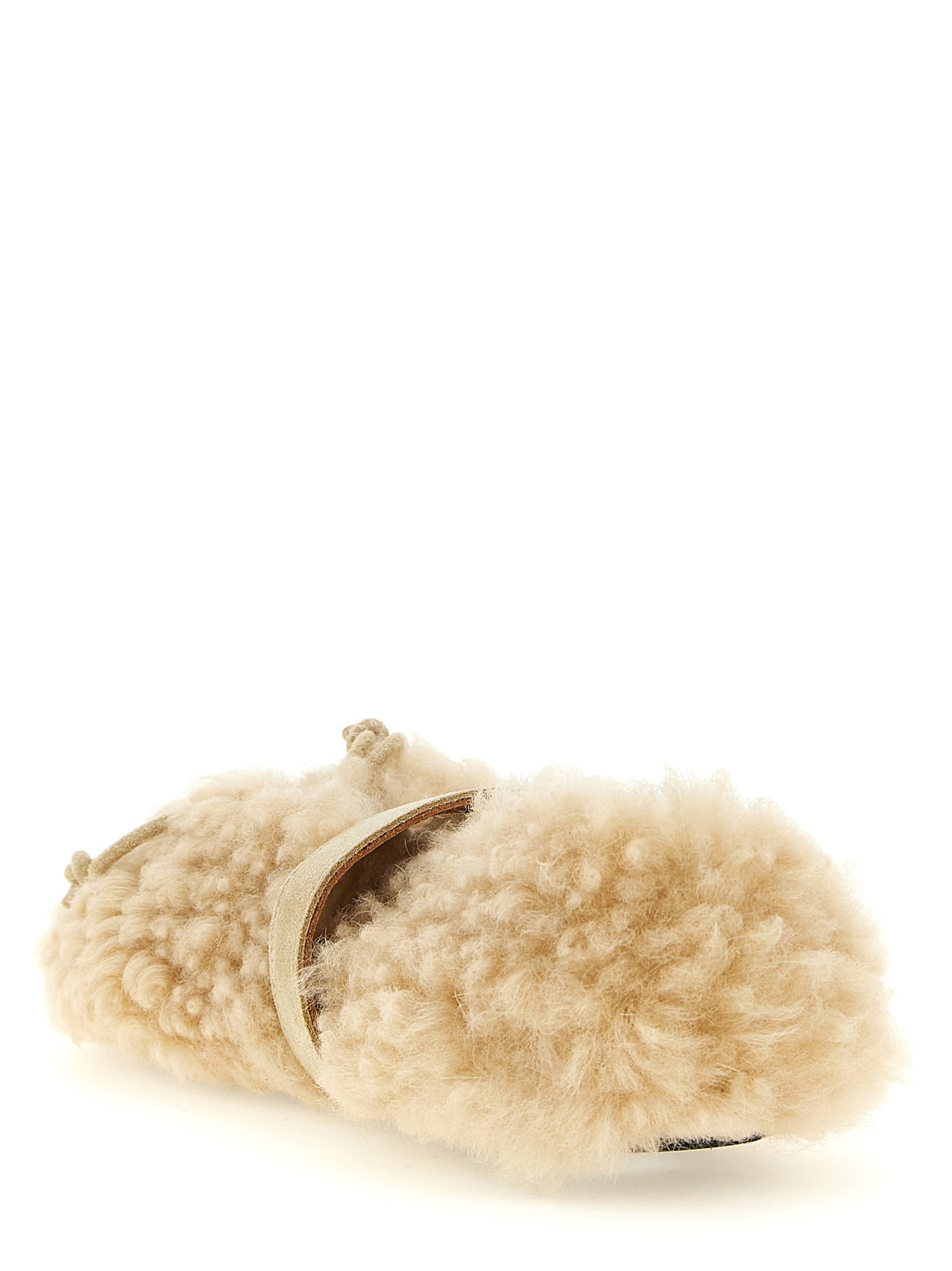 Ballet Flat Shoes by Marni for women in lambskin leather beige & gold presents a effortless chic silhouette, showcasing the Women's Lambskin Leather Ballet Flat Shoes design with a effortless chic and for a sophisticated look.