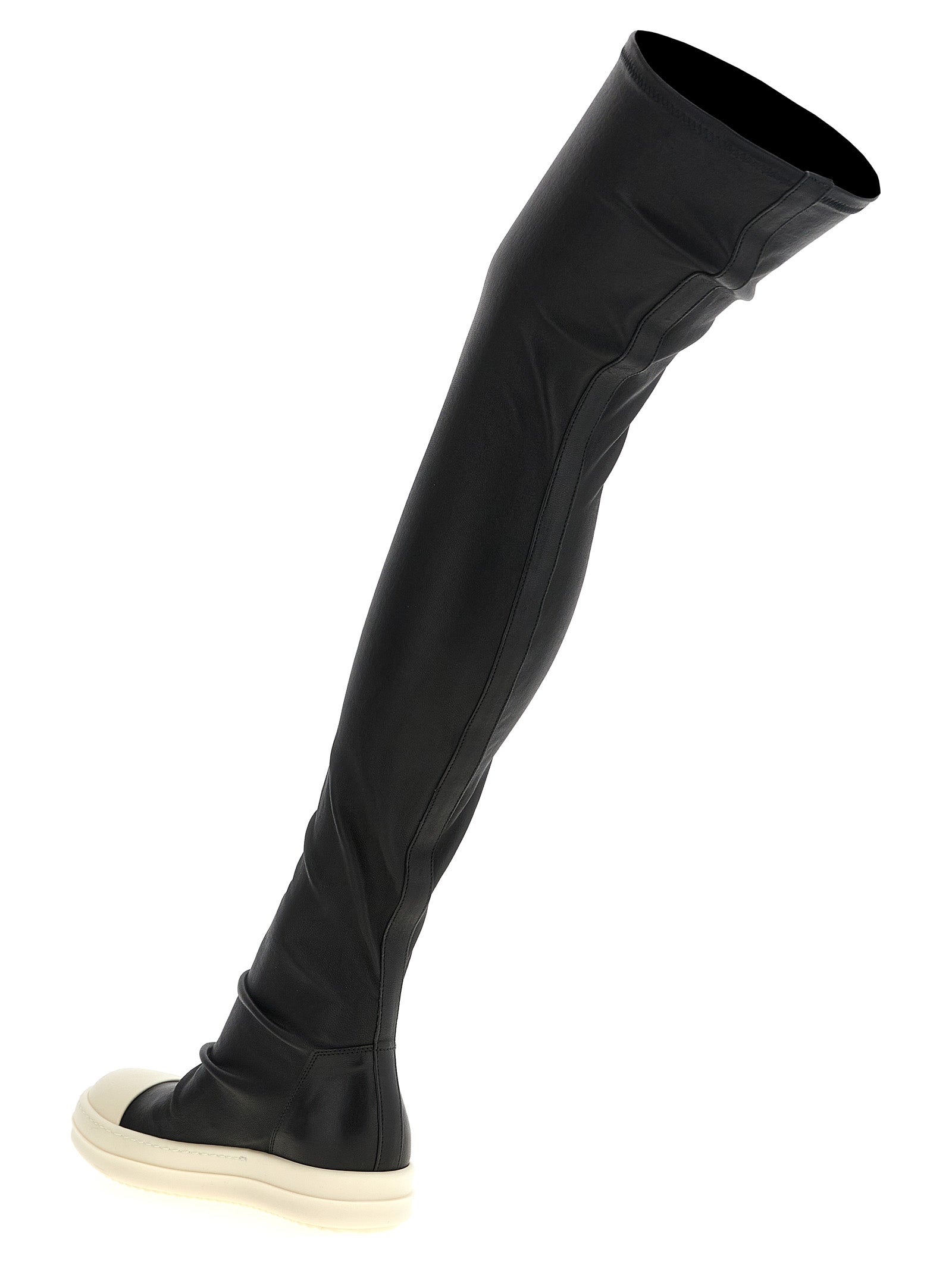 Over-The-Knee Boots by Rick Owens for women in lamb leather & cotton black features an enchanting design from the Women's Lamb Leather & Cotton Over-The-Knee Boots collection, highlighting a enchanting and for a refined look.