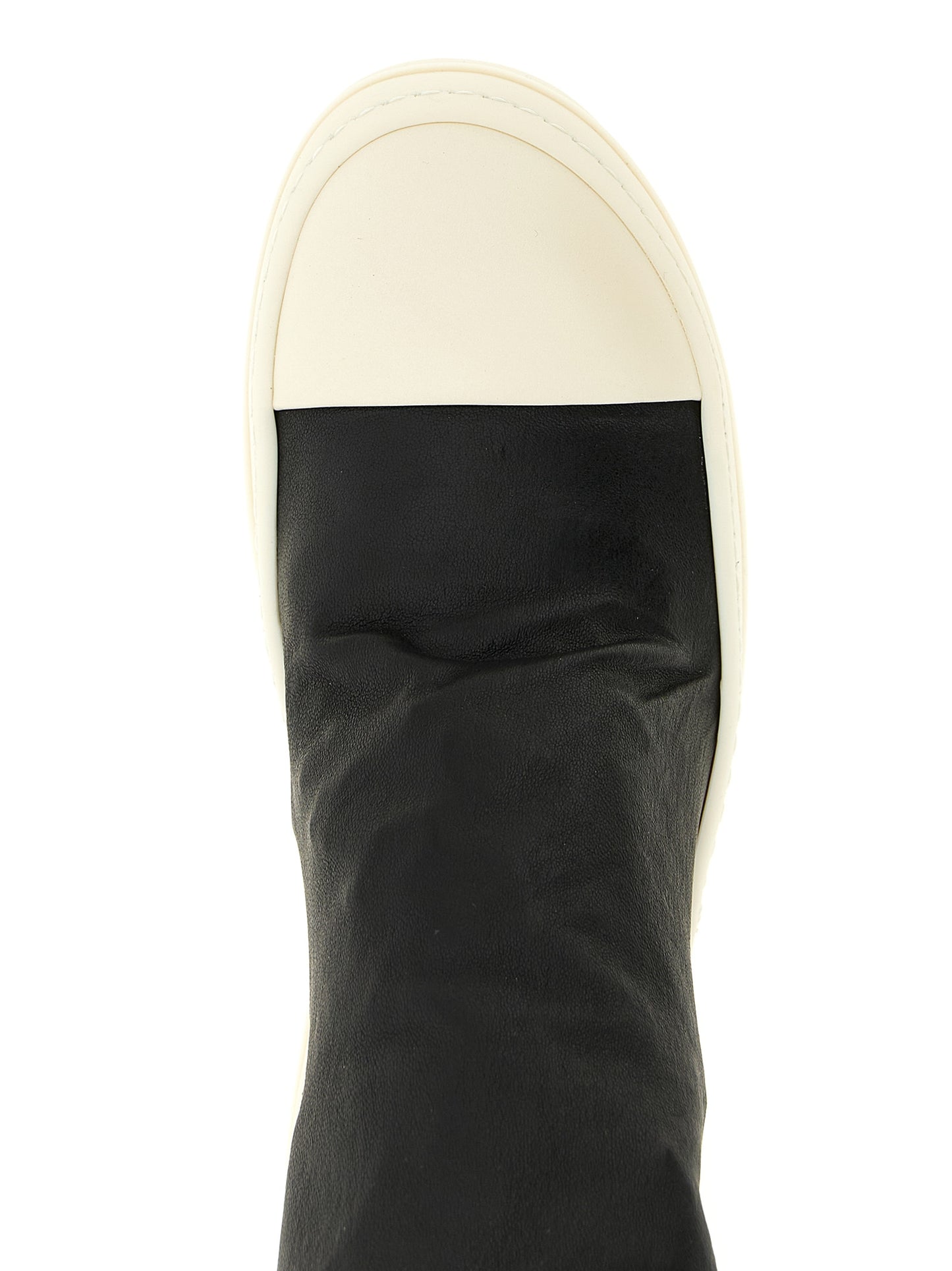 Over-The-Knee Boots by Rick Owens for women in lamb leather & cotton black features an avant-garde Women's Lamb Leather & Cotton Over-The-Knee Boots silhouette, defined by a sophisticated and a avant-garde .