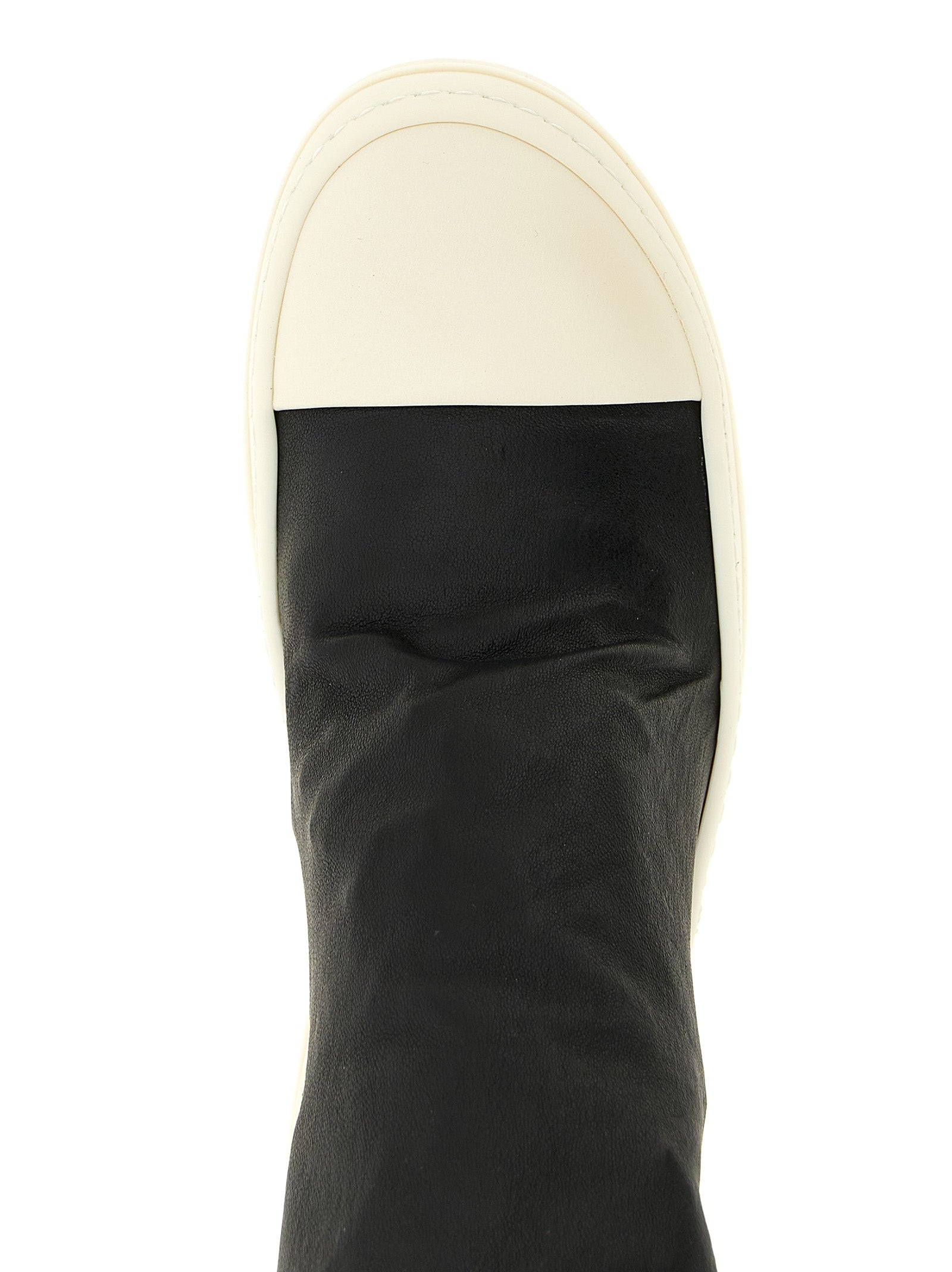 Over-The-Knee Boots by Rick Owens for women in lamb leather & cotton black features an avant-garde Women's Lamb Leather & Cotton Over-The-Knee Boots silhouette, defined by a sophisticated and a avant-garde .