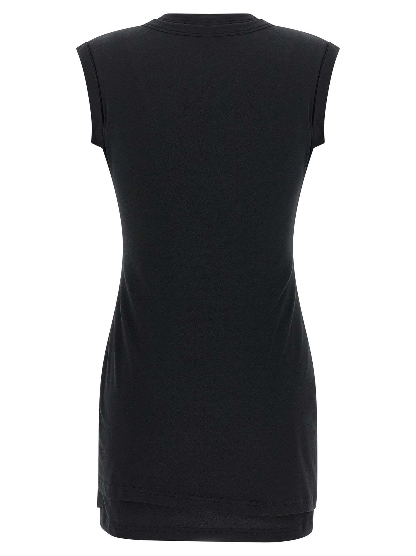 Dress by Alexander Wang for women in stretch cotton black features an sultry silhouette defined by a high-neck neckline and , falling to an sultry short for a sultry look.