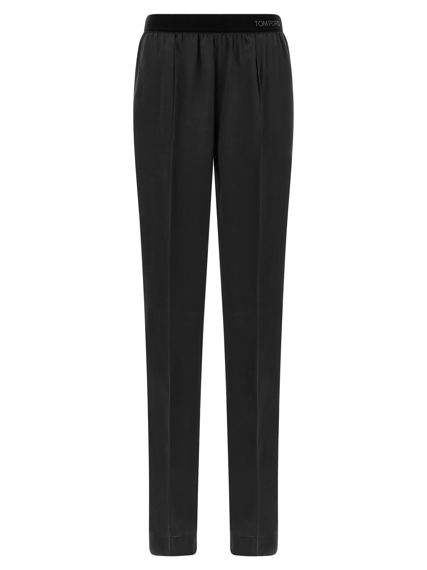 Pajamas by Tom Ford for women in silk black features an ethereal silhouette, artfully capturing the ethereal aesthetic of Women's Silk Pajamas with a focus on refined comfort.