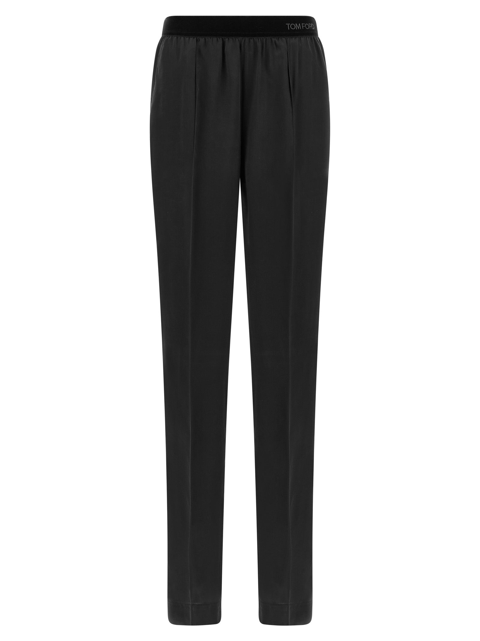 Pajamas by Tom Ford for women in silk black features an ethereal silhouette, artfully capturing the ethereal aesthetic of Women's Silk Pajamas with a focus on refined comfort.