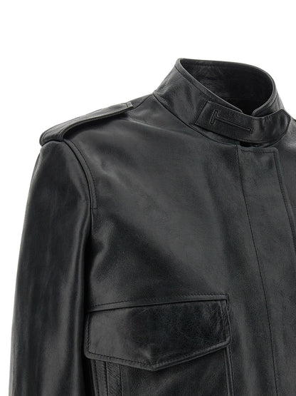 Jacket by Tom Ford for women in lamb leather black & natural presents a authentic silhouette, artfully detailed with a authentic and functional pockets for a premium authentic finish.