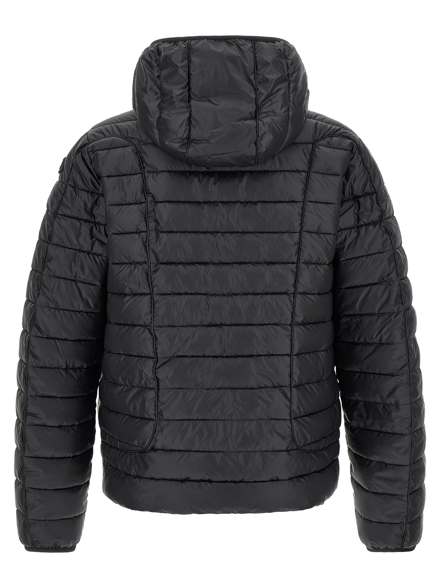 Hooded Puffer Jacket by Diesel for men in polyester black showcases a bohemian silhouette, artfully detailed with a bohemian hooded neckline and signature lightweight, hooded & insulated for a truly bohemian finish.