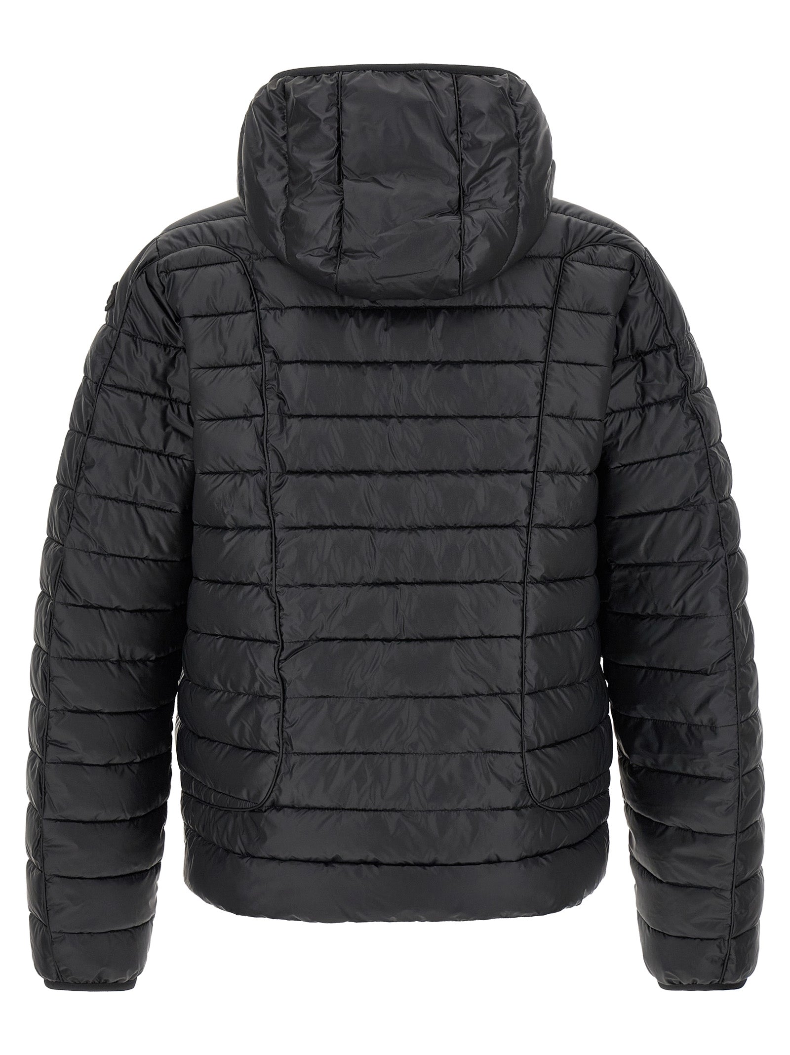 Hooded Puffer Jacket by Diesel for men in polyester black showcases a bohemian silhouette, artfully detailed with a bohemian hooded neckline and signature lightweight, hooded & insulated for a truly bohemian finish.