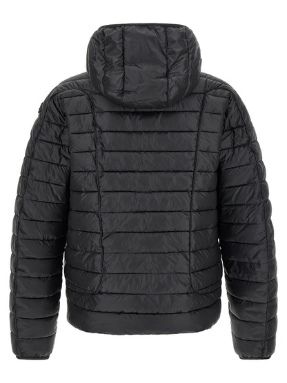 Hooded Puffer Jacket by Diesel for men in polyester black showcases a bohemian silhouette, artfully detailed with a bohemian hooded neckline and signature lightweight, hooded & insulated for a truly bohemian finish.