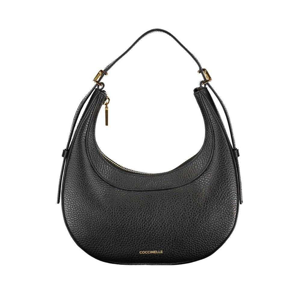 Handbag by Coccinelle for women in leather black features an refined silhouette, showcasing a secure zipper, ample , and versatile adjustable-strap & handle for a sophisticated refined aesthetic.
