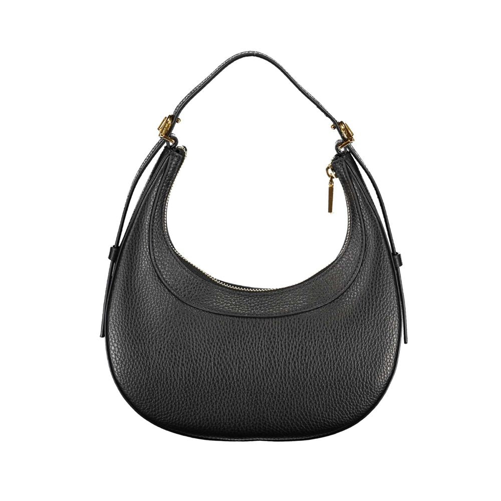 This Handbag by Coccinelle for women in leather and black presents a sculptural silhouette featuring a secure zipper, ample , and versatile adjustable-strap & handle for a sculptural finish.