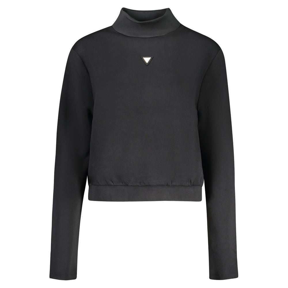 Sweatshirt by Guess Jeans for women in stretch polyester & modal black features an exquisite silhouette, showcasing long-sleeve and turtle neckline details for a exquisite look.