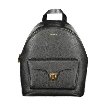 Backpack by Coccinelle for women in leather black features a refined silhouette, showcasing the Beat Generation Leather Backpack design with a secure zipper, ample external-pockets & internal-pockets, and versatile backpack-strap, adjustable-strap & handle.