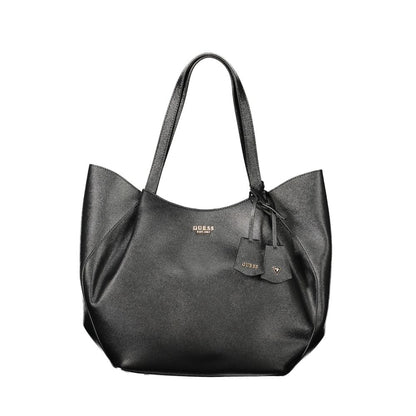 This Pouch Handbag by Guess Jeans for women in polyurethane and black presents a sculptural silhouette featuring a secure , ample internal-pockets, and versatile handle for a sculptural finish.