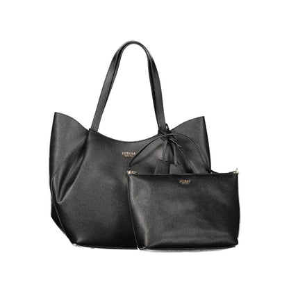 Pouch Handbag by Guess Jeans for women in polyurethane black features a ornamental silhouette, showcasing a secure , ample internal-pockets, and ornamental handle for a sophisticated look.