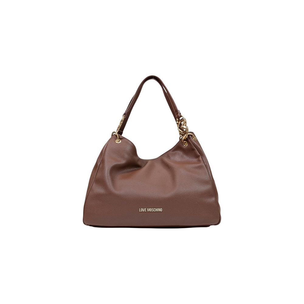 Large Handbag by Love Moschino for women in polyethylene & polyurethane brown & gold features a ornamental silhouette, showcasing a secure , ample , and ornamental handle for a sophisticated look.