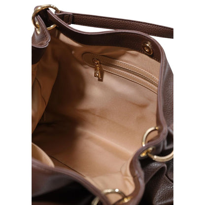 Large Handbag by Love Moschino for women in polyethylene & polyurethane brown & gold presents a ornamental silhouette, showcasing a secure , ample , and versatile handle for a ornamental finish.