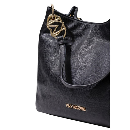 Large Handbag by Love Moschino for women in polyethylene & polyurethane black & gold features a refined silhouette, showcasing a secure , organized , and versatile handle for a refined finish.