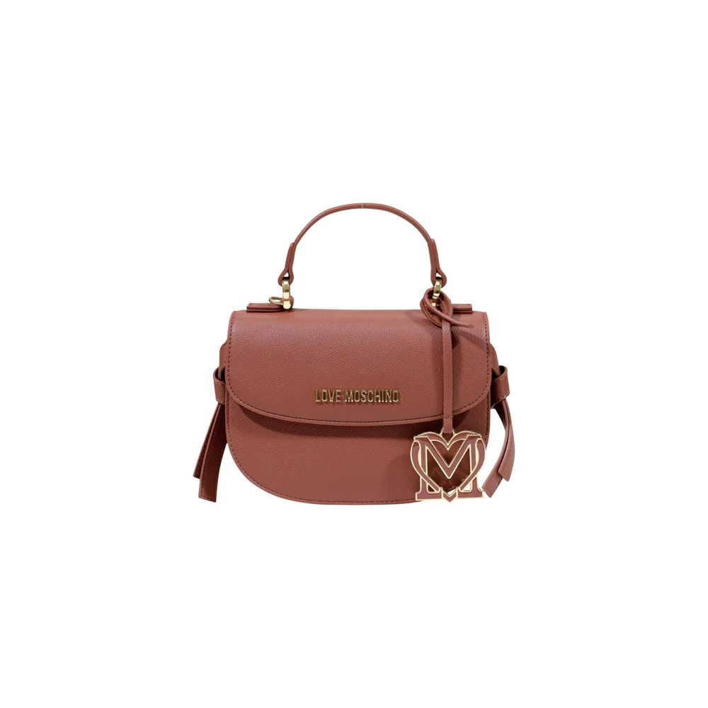 Love Moschino Polyethylene & Polyurethane Small Evening Flap Handbag - Brown Gold Signature