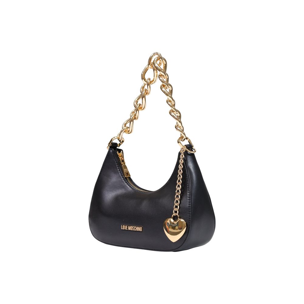 This Evening Handbag by Love Moschino for women in polyester & polyurethane and black & gold presents a sculptural silhouette featuring a secure zipper, ample , and versatile handle for a sculptural finish.