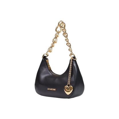 This Evening Handbag by Love Moschino for women in polyester & polyurethane and black & gold presents a sculptural silhouette featuring a secure zipper, ample , and versatile handle for a sculptural finish.