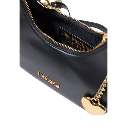 Evening Handbag by Love Moschino for women in polyester & polyurethane black & gold features an refined silhouette, showcasing a secure zipper, ample , and versatile handle for a sophisticated refined aesthetic.