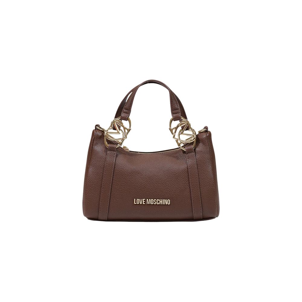 Love Moschino Heart Pebbled Poly Leather Small Evening Handbag - Brown Gold